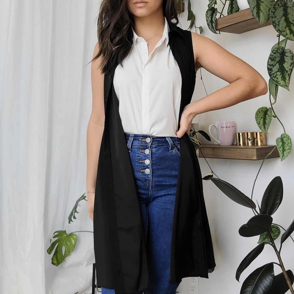 Black sleeveless shirt dress vest ASOS
